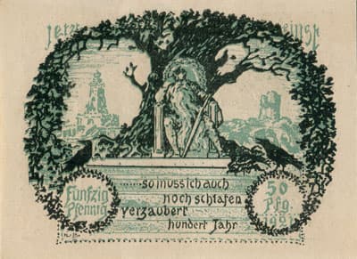 Frankenh&auml;user Notgeld (Th&uuml;ringen - Allemagne) - 50 pfennige - 15&nbsp;juin&nbsp;1921 - ...so muss ich auch noch schlafen verzaubert hundert Jahr - dos