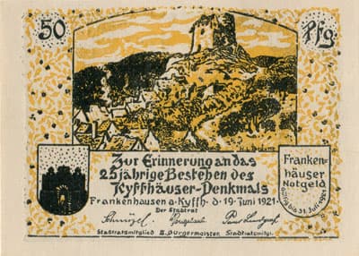 Frankenh&auml;user Notgeld (Th&uuml;ringen - Allemagne) - 50 pfennige - 15&nbsp;juin&nbsp;1921 - Barbarossa auf dem Kyffh�user - face