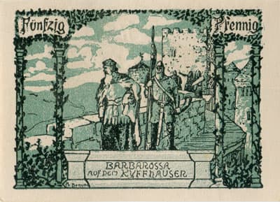 Frankenh&auml;user Notgeld (Th&uuml;ringen - Allemagne) - 50 pfennige - 15&nbsp;juin&nbsp;1921 - Barbarossa auf dem Kyffh�user - dos