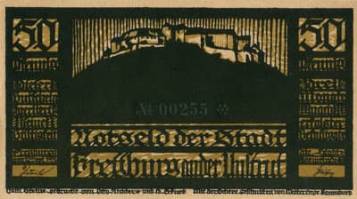 Notgeld der Stadt Freyburg an der Unstrut (Sachsen-Anhalt - Allemagne) - 50 pfennige n�&nbsp;00255 - 12&nbsp;septembre&nbsp;1921 - type 2 - face