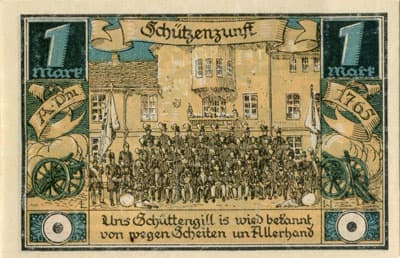 Gutschein des Luftkurorts F�rstenberg in&nbsp;Mecklenburg (Brandenburg - Allemagne) - 1 mark - 1&nbsp;ao�t&nbsp;1921 - Sch�tzenzunft - dos