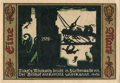 Gutschein der Stadt F�rstenwalde&nbsp;Spree (Brandenburg - Allemagne) - 1 mark n�&nbsp;6691 - 1921 - type 1 - dos