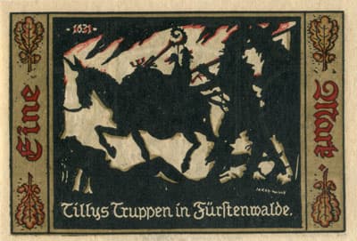 Gutschein der Stadt F�rstenwalde&nbsp;Spree (Brandenburg - Allemagne) - 1 mark n�&nbsp;7191 - 1921 - type 2 - dos