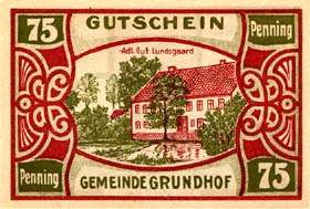 Notgeld Grundhof in Angeln (Schleswig-Holstein - Allemagne) - 75 pfennige - �mission du 1er avril 1921 - face