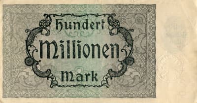 Hamborn / Gutschein August Thyssen-H�tte - 100&nbsp;000&nbsp;000&nbsp;mark - 1&nbsp;septembre&nbsp;1923 - s�rie&nbsp;Q - n�&nbsp;003517 - dos
