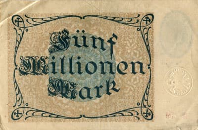 Hamborn / Gutschein August Thyssen-H�tte - 5&nbsp;000&nbsp;000&nbsp;mark - 1&nbsp;ao�t&nbsp;1923 - s�rie&nbsp;R - n�&nbsp;07102 - dos