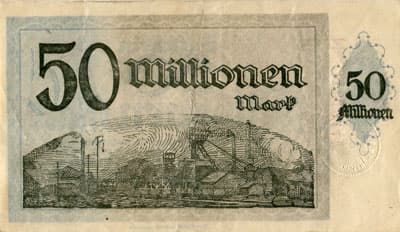 Hamborn / Gutschein August Thyssen-H�tte - 50&nbsp;000&nbsp;000&nbsp;mark - 1&nbsp;septembre&nbsp;1923 - s�rie&nbsp;N - n�&nbsp;013441 - dos