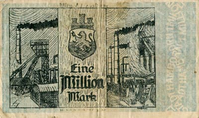 Stadt Hamborn am Rhein - 1&nbsp;000&nbsp;000&nbsp;mark - 2&nbsp;septembre&nbsp;1922 - s�rie&nbsp;S - n�&nbsp;004183 - dos