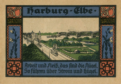 Gustchein der Kreissparkasse Harburg-Elbe (Hamburg - Allemagne) - 15&nbsp;septembre&nbsp;1921 - 50 pfennige - dos