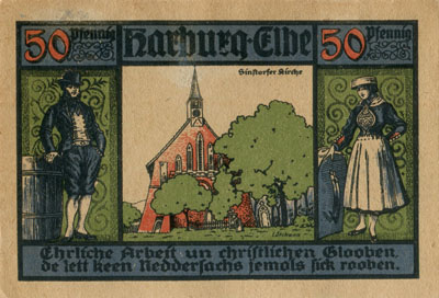 Gustchein der Kreissparkasse Harburg-Elbe (Hamburg - Allemagne) - 15&nbsp;septembre&nbsp;1921 - 50 pfennige - dos