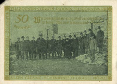 Notgeld der Stadt Hohenwestedt (Schleswig-Holstein - Allemagne) - 50 pfennige - 3&nbsp;Juillet&nbsp;1921- dos