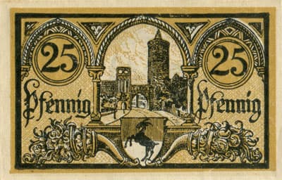 Notgeld der Stadt J�terbog (Brandenburg - Allemagne) - 25&nbsp;pfennige - 8&nbsp;mai&nbsp;1920 - dos