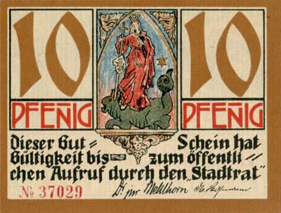 Gutschein der Stadt Kahla (Th�ringen - Allemagne) - 10 pfennige n�&nbsp;37029 - 1921 - face