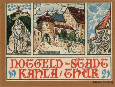 Gutschein der Stadt Kahla (Th�ringen - Allemagne) - 10 pfennige n�&nbsp;37029 - 1921 - dos