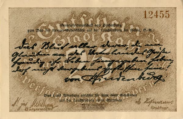 Gutschein der Stadt Kahla (Th&uuml;ringen - Allemagne) - 25 pfennige n&ordm;&nbsp;12455 - (non&nbsp;dat�) - face