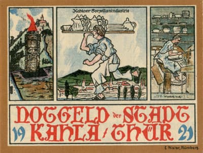 Gutschein der Stadt Kahla (Th�ringen - Allemagne) - 25 pfennige n�&nbsp;63029 - 1921 - dos