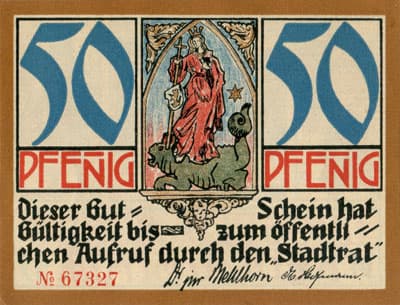 Gutschein der Stadt Kahla (Th�ringen - Allemagne) - 50 pfennige n�&nbsp;67327 - 1921 - face