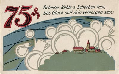 Gutschein der Stadt Kahla (Th&uuml;ringen - Allemagne) - 75 pfennige n&ordm;&nbsp;004218 - 15&nbsp;ao�t&nbsp;1921 - dos