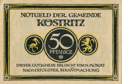 Notgeld der gemeinde K�stritz (Th�ringen - Allemagne) - 50 pfennige (1921) - Dieser gutschein erlischt einen monat nach erfolgter bekanntmachung. - dos