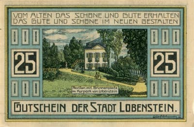 Notgeld der Stadt Lobenstein - 25 pfennige - n� 61735 - 15 mars 1921 - dos