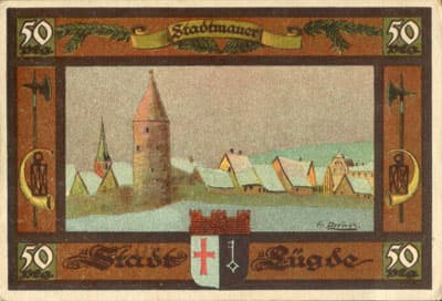 Notgeld Stadt L�gde (Nordrhein-Westfalen - Allemagne) - 50 pfennige n� 003616 - 16 f�vrier 1921 - face