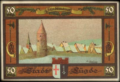 Notgeld Stadt L�gde (Nordrhein-Westfalen - Allemagne) - 50 pfennige n� 003949 - 16 f�vrier 1921 - face