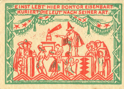 Notgeld Magdeburg (Sachsen-Anhalt - Allemagne) - 50 pfennige 1921 - s�rie B - n� 332263 - Einst lebt hier doktor Eisenbart kuriert die leut nach seiner art. - face