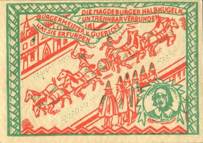 Notgeld Magdeburg (Sachsen-Anhalt - Allemagne) - 50 pfennige 1921 - s�rie C - n� 337869 - Die Magdeburger halbkugeln untrennbar verbunden b�rgermeister von Guericke hat sie erfunden. - face