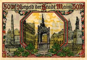 Notgeld Mainz (Hessen - Allemagne) - 50 pfennige - �mission du 1er janvier 1921 - dos