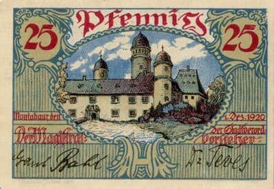Notgeld der Stadt Montabaur - 25 pfennige - n�&nbsp;117100 - 1 d�cembre 1920 - face