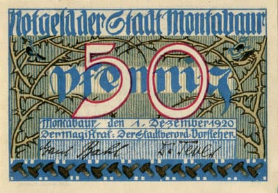 Notgeld der Stadt Montabaur - 50 pfennige - n�&nbsp;78308 - 1 d�cembre 1920 - face