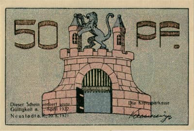 Notgeld Neustadt am R�benberge (Niedersachsen - Allemagne) - 50 pfennige - 20&nbsp;ao�t&nbsp;1921 - face