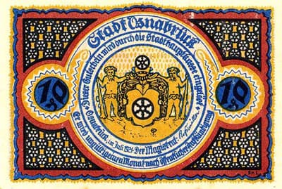 Notgeld Osnabr�ck (Niedersachsen - Allemagne) - 10 pfennige - �mission de juillet 1921 - dos