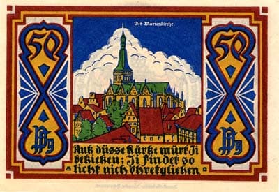 Notgeld Osnabr�ck (Niedersachsen - Allemagne) - 50 pfennige type 3 - �mission de juillet 1921 - face