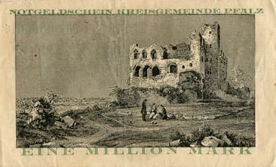 Notgeldschein der Kreisgemeinde Pfalz (Rheinland-Pfalz - Allemagne) - 1&nbsp;000&nbsp;000&nbsp;mark - n�&nbsp;824359 - 11&nbsp;ao�t&nbsp;1923 - dos