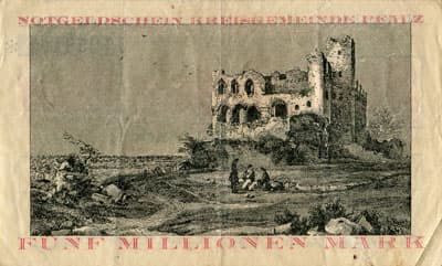 Notgeldschein der Kreisgemeinde Pfalz (Rheinland-Pfalz - Allemagne) - 5&nbsp;000&nbsp;000&nbsp;mark - n�&nbsp;258110 - 11&nbsp;ao�t&nbsp;1923 - dos