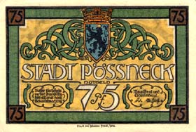 Notgeld P�ssneck (Sachsen-Meiningen - Allemagne) - 75 pfennige - face