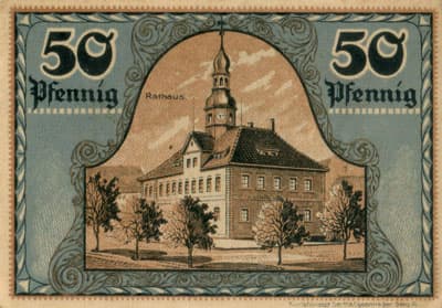 Notgeld Gutschein der Stadt Ronneburg (Th�ringen - Allemagne) - 50 pfennige n�&nbsp;102627 - 1er&nbsp;mai&nbsp;1921 - dos