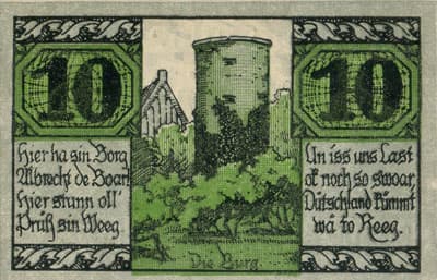 Notgeld - Stadt Salzwedel (Sachsen-Anhalt - Allemagne) - 10 pfennig - 20&nbsp;mars&nbsp;1921 - n�&nbsp;85309 - dos