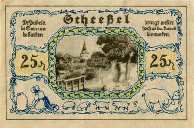 Notgeld Scheessel (Hannover puis Niedersachsen - Allemagne) - 25 pfennige - 1er&nbsp;janvier&nbsp;1921 - s�rie&nbsp;A - dos
