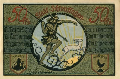 Notgeld Schleusingen (Th�ringen) - Allemagne) - 50 pfennig (1921) - type 1 - dos