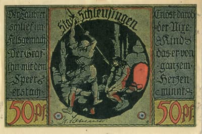 Notgeld Schleusingen (Th�ringen) - Allemagne) - 50 pfennig (1921) - type 2 - dos