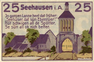 Notgeld - Seehausen in der Altmark (Sachsen-Anhalt - Allemagne) - 25 pfennig - 5&nbsp;f�vrier&nbsp;1921 - face