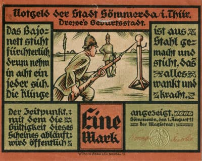 Notgeld der Stadt S�mmerda (Th�ringen - Allemagne) - 1 mark - 1&nbsp;ao�t&nbsp;1921 - Type 2 - face