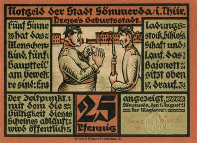 Notgeld der Stadt S�mmerda (Th�ringen - Allemagne) - 25 pfennig - 1&nbsp;ao�t&nbsp;1921 - Type 1 - face