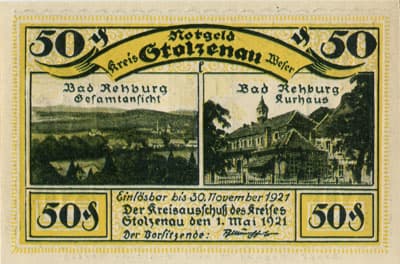 Notgeld Stolzenau Weser (Hannover - Allemagne) - 50 pfennig - 1&nbsp;mai&nbsp;1921 - Type 2 - face