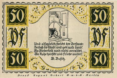 Notgeld Stolzenau Weser (Hannover - Allemagne) - 50 pfennig - 1&nbsp;mai&nbsp;1921 - Type 2 - dos