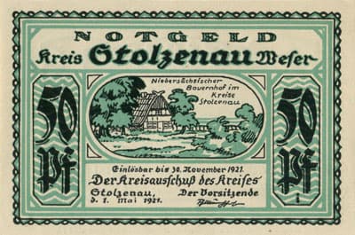Notgeld Stolzenau Weser (Hannover - Allemagne) - 50 pfennig - 1&nbsp;mai&nbsp;1921 - Type 4 - face