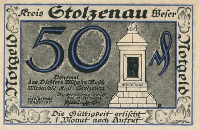 Notgeld Stolzenau Weser (Hannover - Allemagne) - 50 pfennig - 30 avril 1921 - Type 1 - face