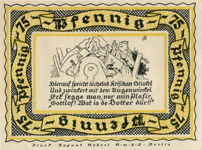 Notgeld Stolzenau Weser (Hannover - Allemagne) - 75 pfennig - 1&nbsp;mai&nbsp;1921 - Type 1 - dos